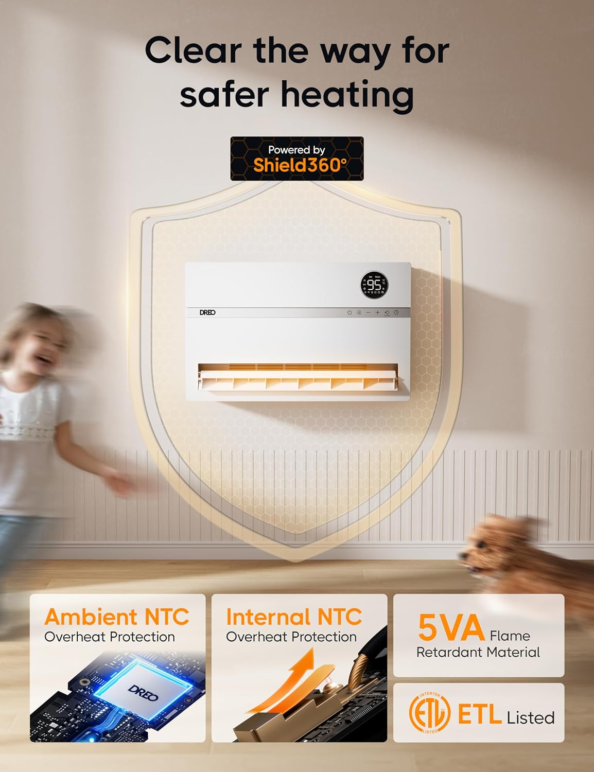 Thumbnail 6 de DREO DR-HSH009S Smart Wall Heater, 1500W, 120° Oscillation and Wi-Fi