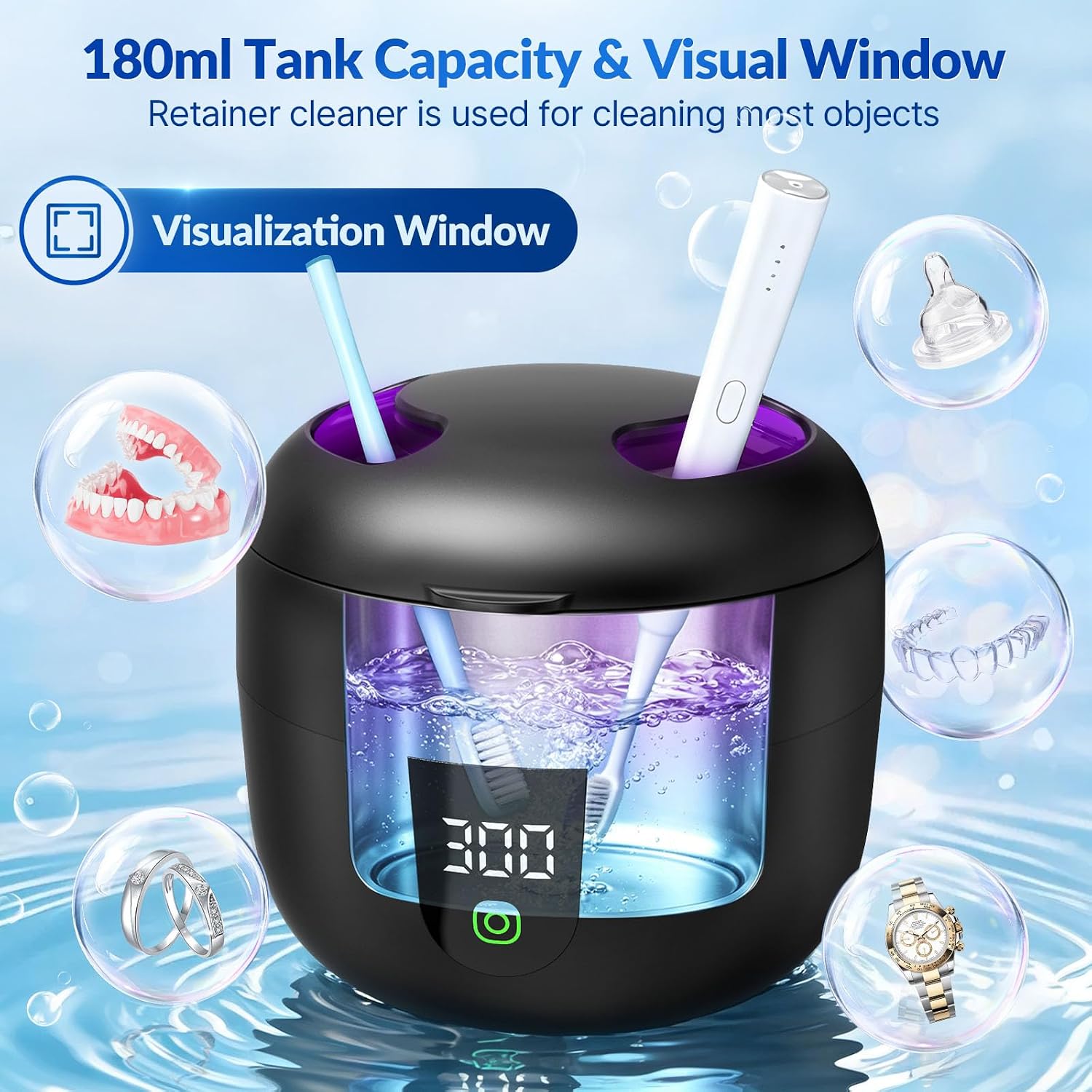 Thumbnail 5 de Ultrasonic Retainer Cleaner with 45kHz Cleaning, 4 UV-C Lamps and Removable Tank