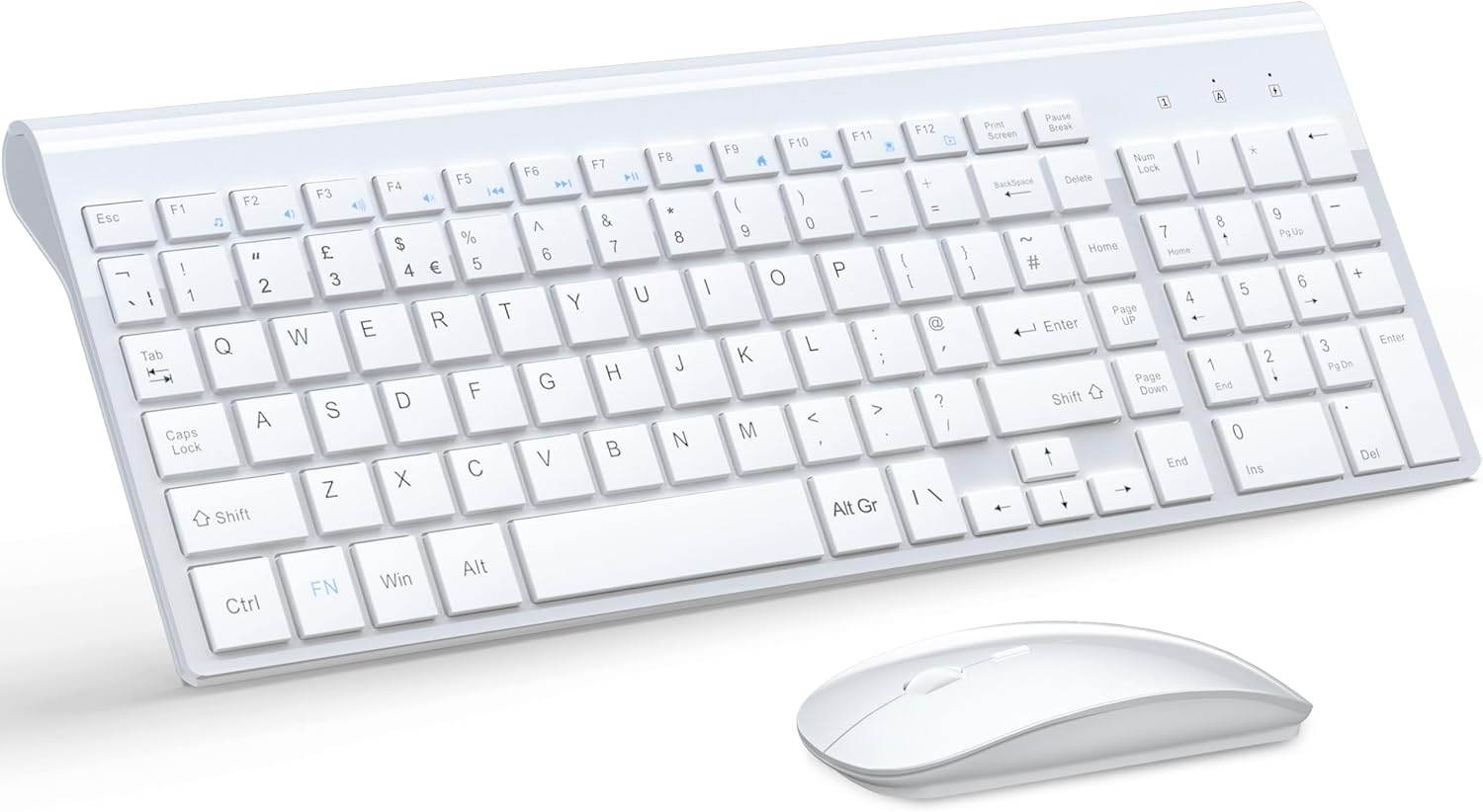 Detalle de TopMate Wireless Keyboard and Mouse Ultra Slim Combo (2.4G, Silent, USB) – White