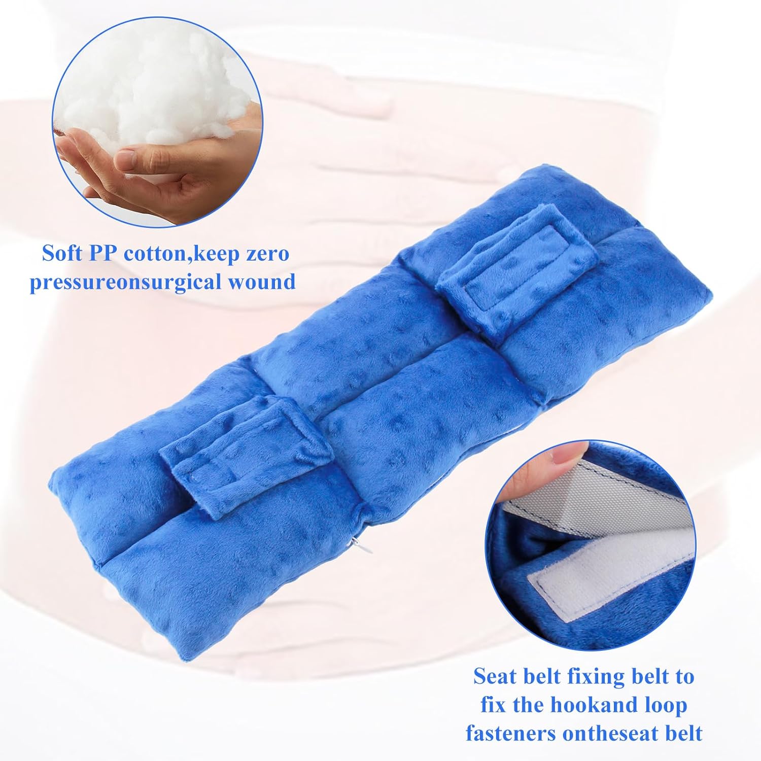 Detalle de Hysterectomy/Post-Surgery Seatbelt Pillow with Pocket – Navy Blue