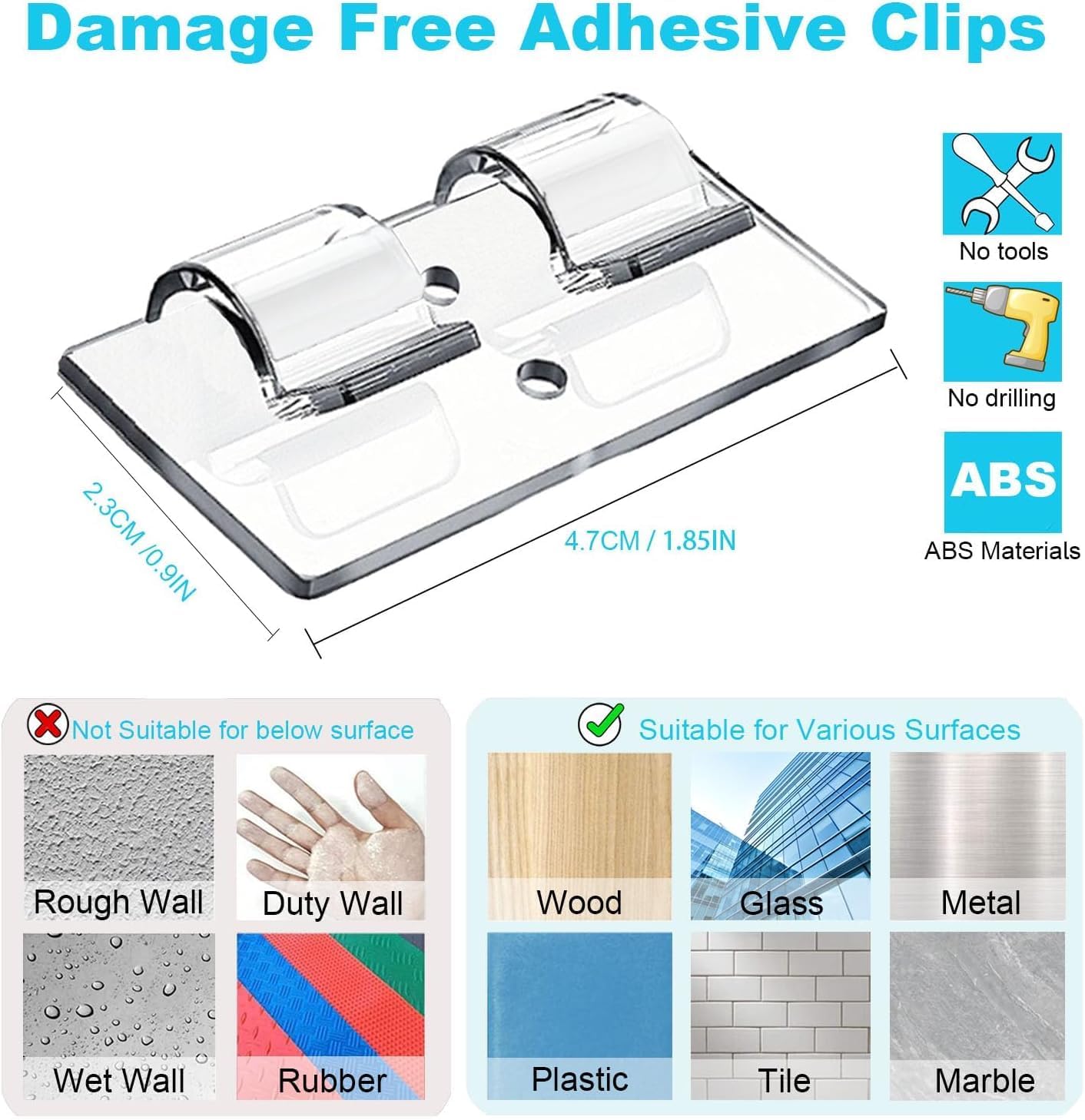 Detalle de Fenxyo adhesive cable clips, 18-piece