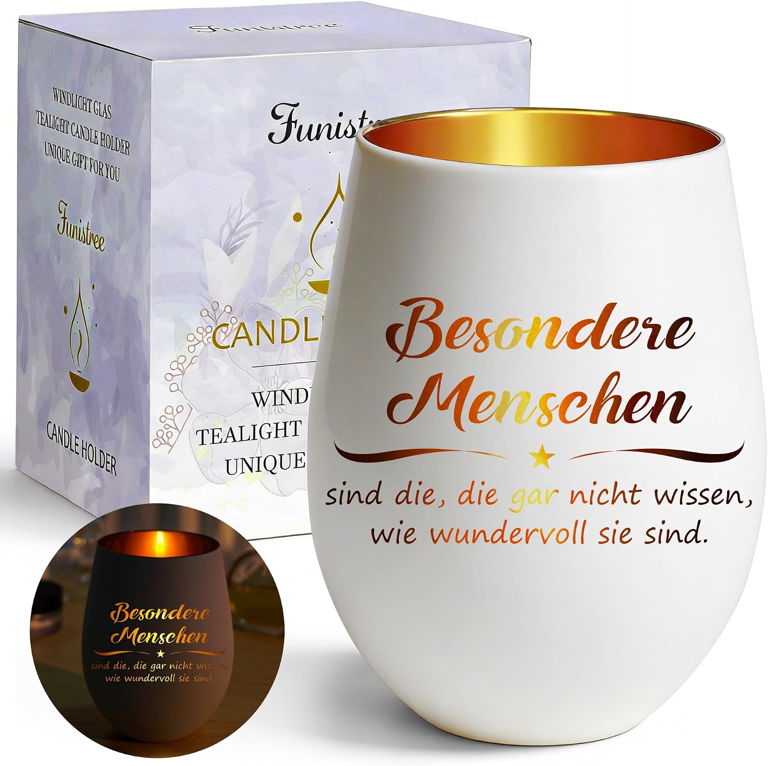 Detalle de Windlicht mit Gravur – Teelichthalter als Geschenk für Frauen