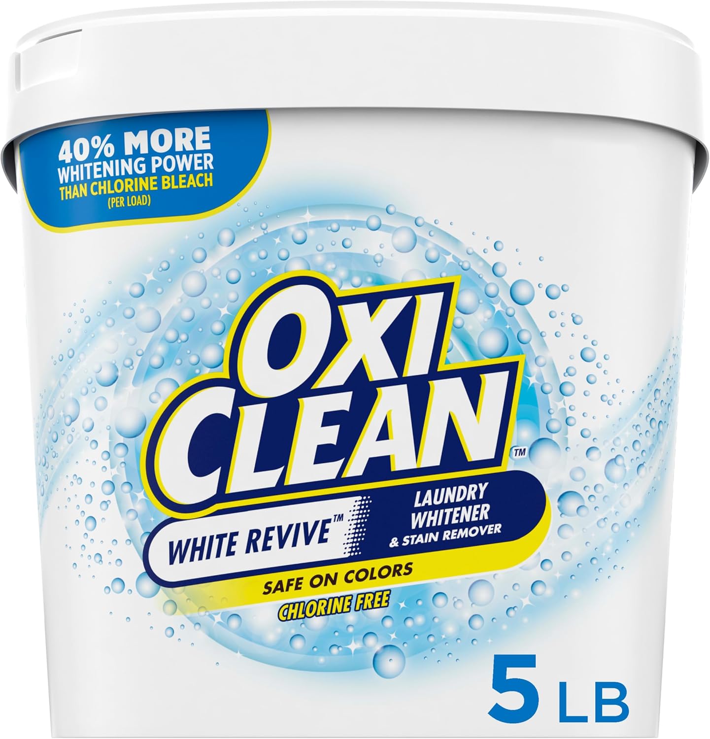 OxiClean White Revive Laundry Whitener and Stain Remover Powder (5 lb) – Chlorine-Free Whitening and Stain Removal