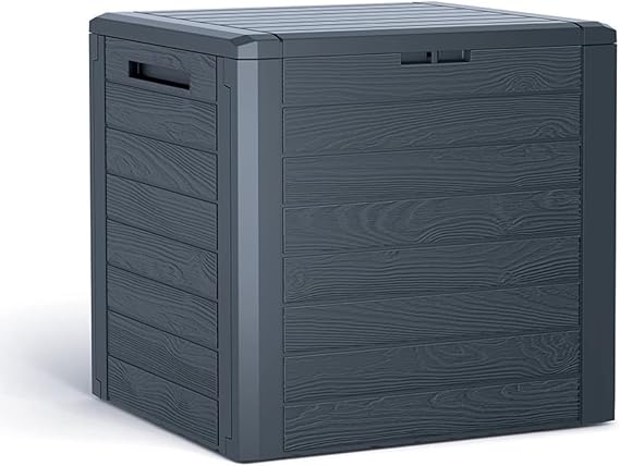 Detalle de Baúl de jardín WOODEBOX 140L - Almacenaje Antracita 🏡