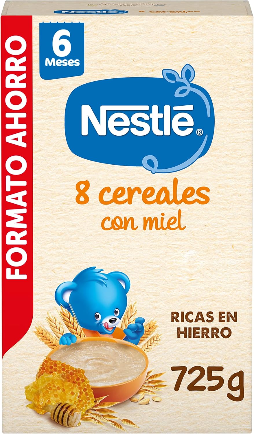 Detalle de Nestlé Papilla 8 Cereales con Miel, Pack 8x725g 🍯