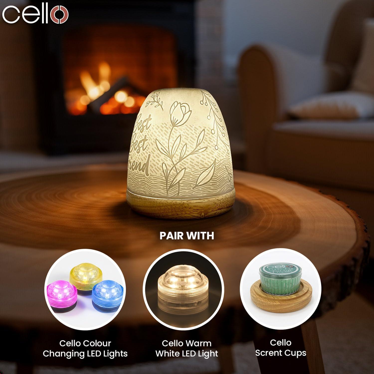 Thumbnail 3 de Porcelain Tall Tealight Holder Dome by Cello — 3D lithophane tealight glow for LED or real candles