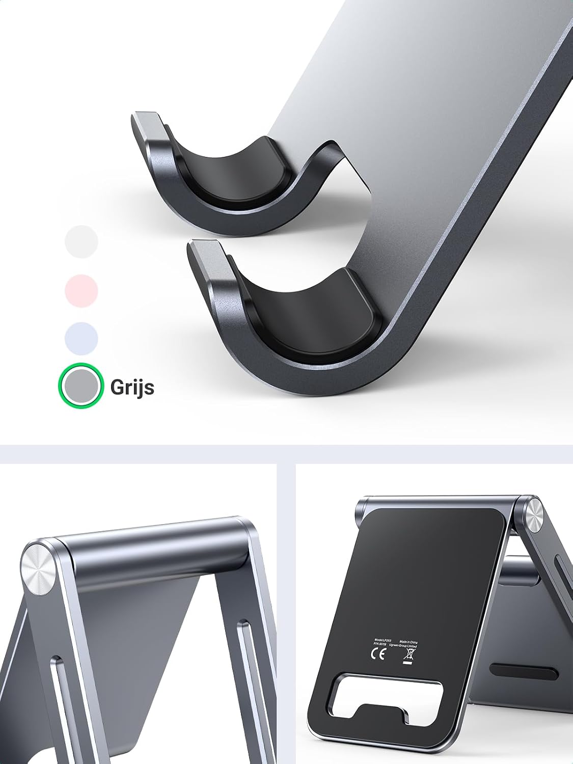 Thumbnail 5 de UGREEN verstelbare aluminium telefoonstandaard, opvouwbaar en grijs