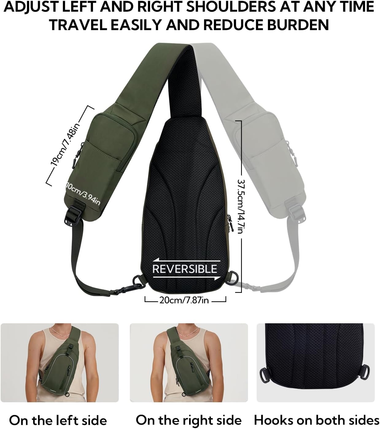 Thumbnail 3 de Waterfly Crossbody Sling Shoulder Bag (Small Chest Bag) – Lightweight daypack for walking, hiking and everyday carry