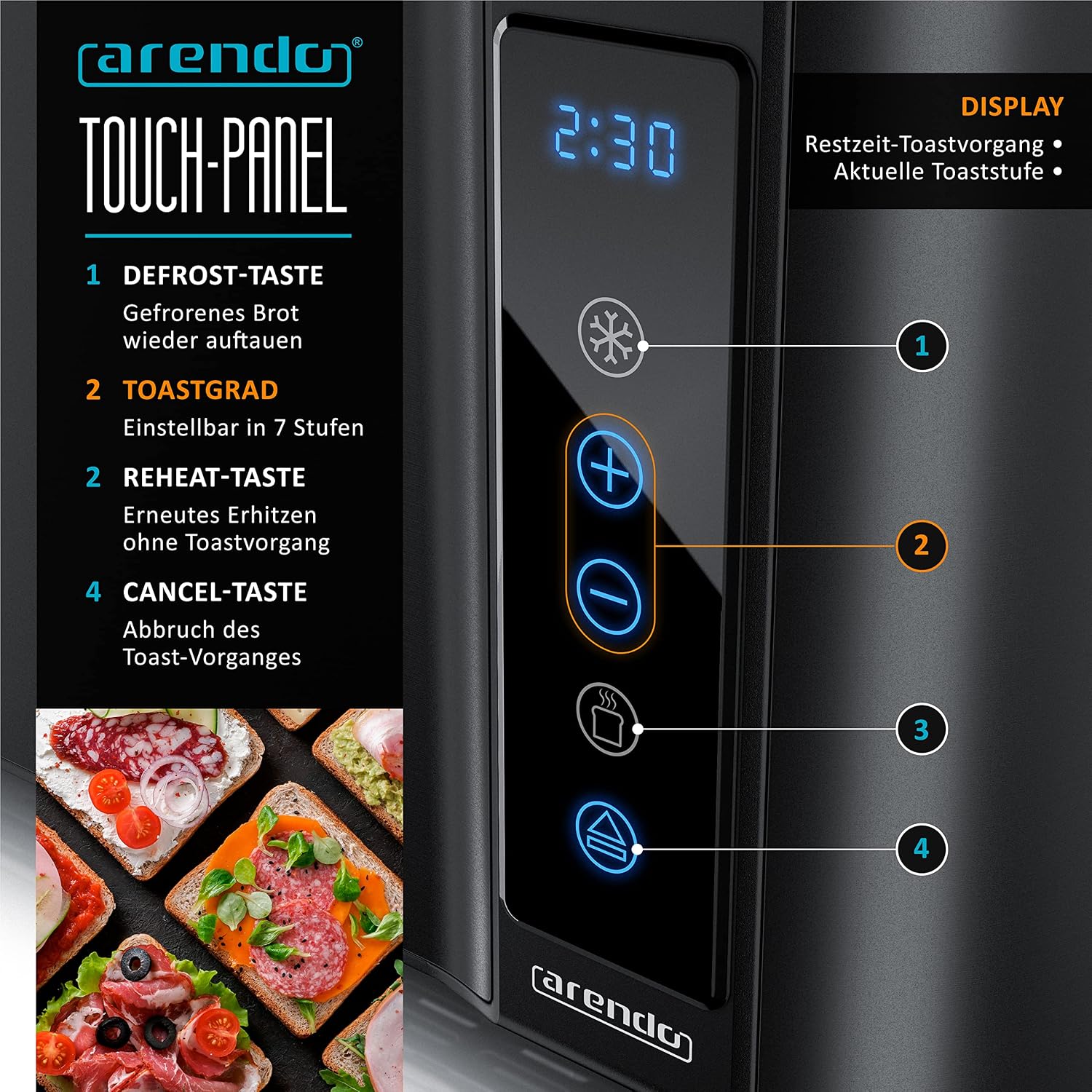 Thumbnail 2 de Edelstahl Toaster mit Touchpanel 1500 W