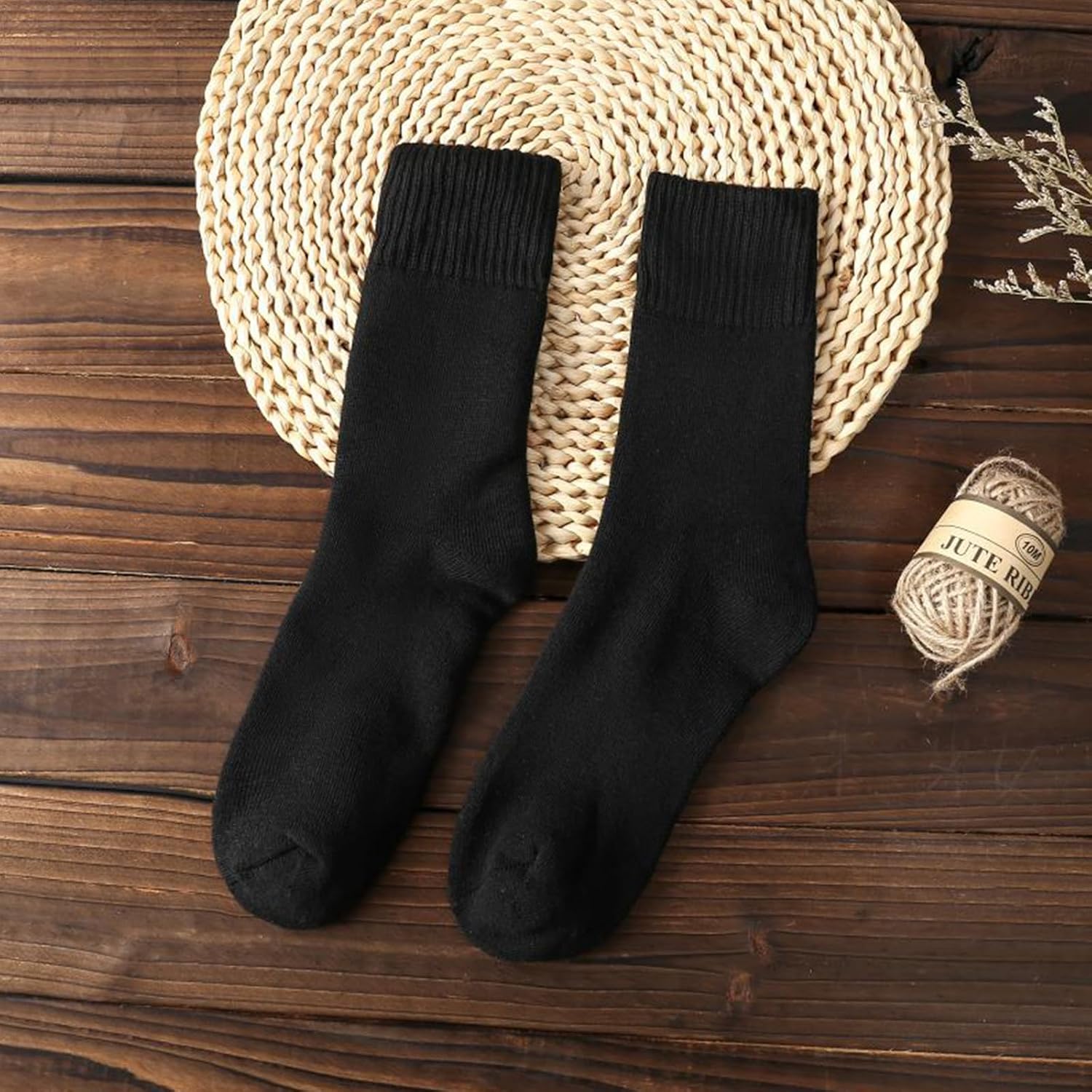 Detalle de VoJoPi 5-Pair Thermal Crew Socks for Men, Wool-Blend Winter Socks