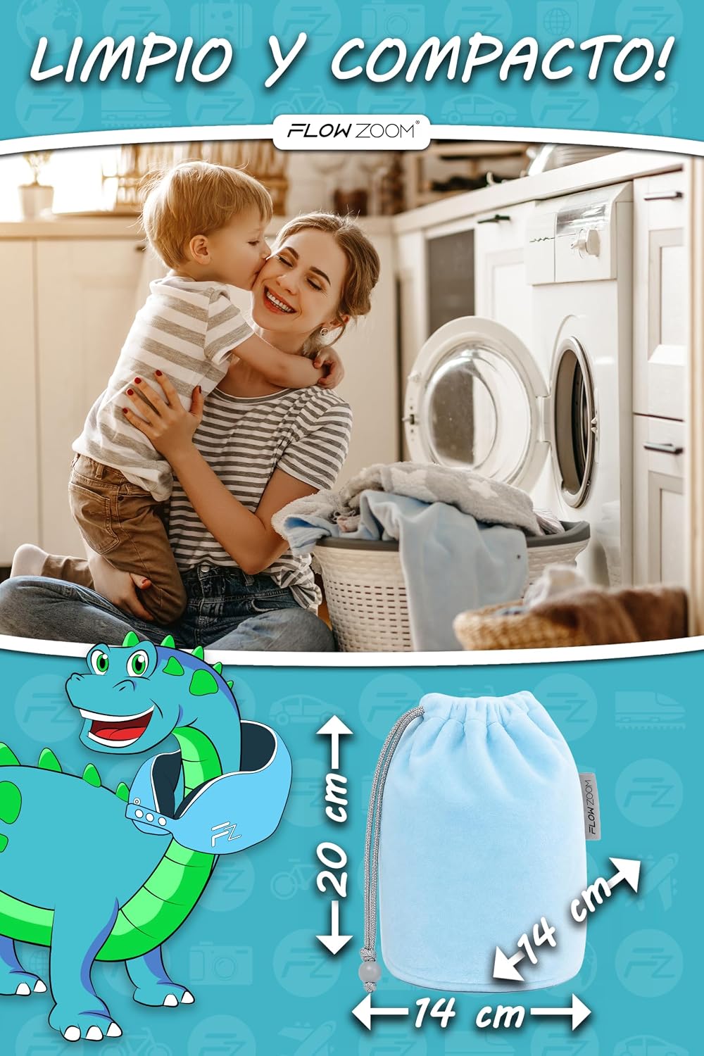Detalle 2 de FLOWZOOM Comfy Kids Almohada de Viaje ✈️ para Niños Mayores de 6 Años