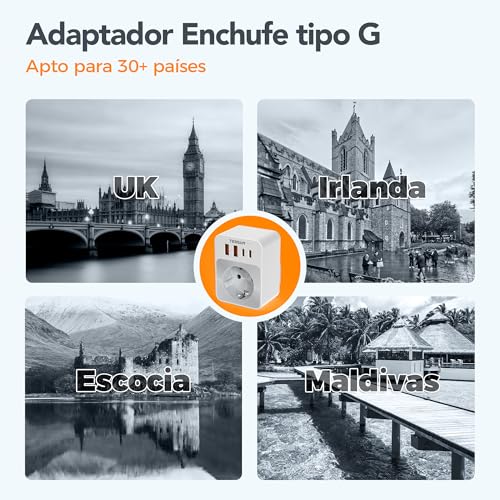 Thumbnail 1 de TESSAN Adaptador Enchufe UK 5 en 1, plegable y compacto (2 piezas)
