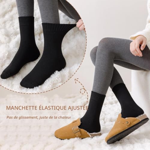 Detalle 2 de Hocerlu Chaussettes thermiques femme, 5 paires noires en mélange de laine