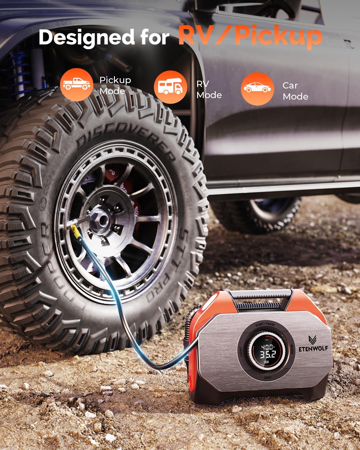 Detalle de ETENWOLF Vortex S6 19200 mAh tyre inflator