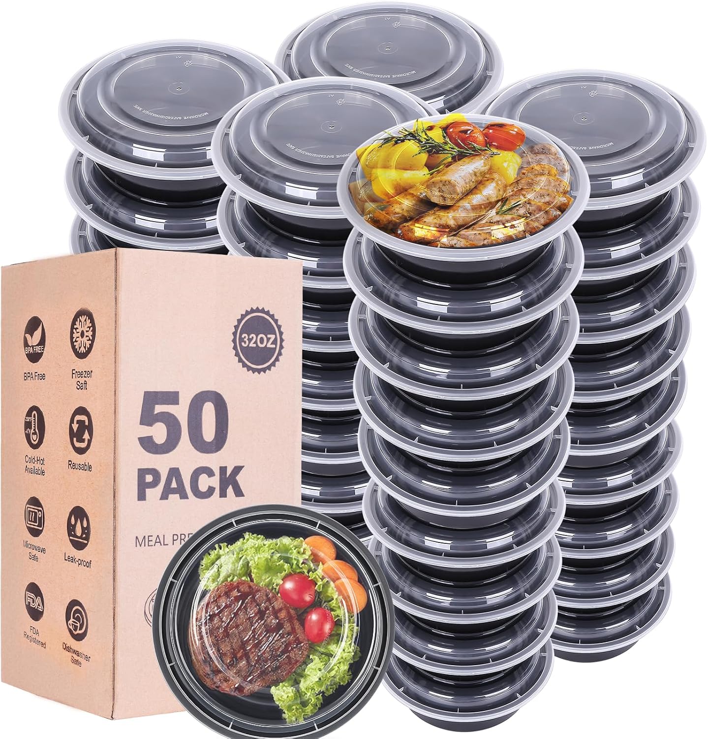 Detalle de WGCC 50-Pack 32oz Meal Prep Containers