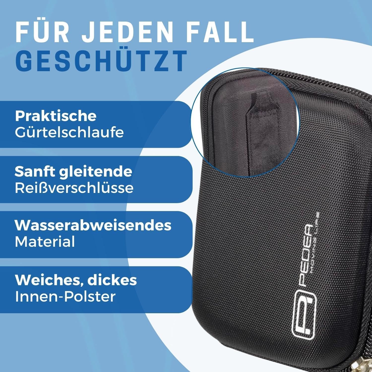 Detalle de PEDEA Hardcase Kameratasche für Digitalkameras (kompatibel u. a. mit Fujifilm FinePix XP140, Sony DSC-WX350, Nikon Coolpix AW130 & mehr) – Schwarz