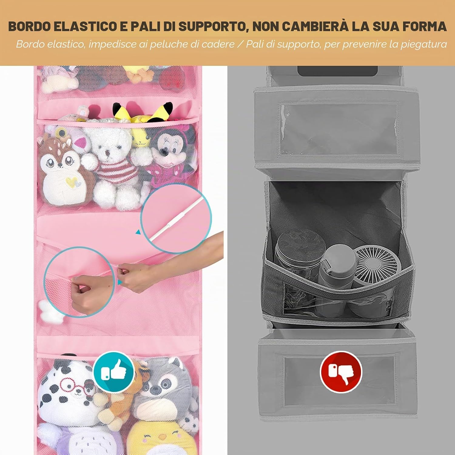 Thumbnail 5 de Organizzatore Per Portaoggetti Per Animali Di Peluche: Organizer A Rete da Appendere per Camerette e Bagno