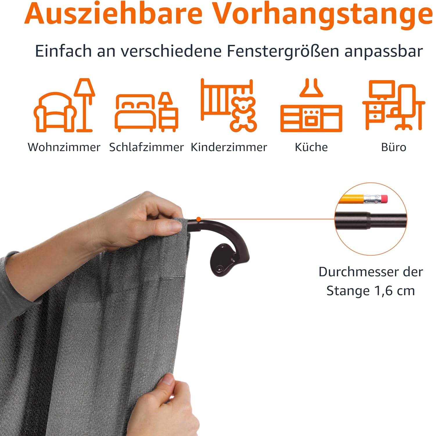 Thumbnail 1 de Amazon Basics Gardinenstange mit gebogener Stange – verstellbar 71–122 cm, Bronze, 1,59 cm Durchmesser