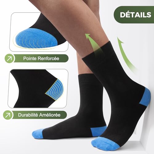Detalle de FALARY Homme Chaussettes Bambou Anti-Transpiration et Anti-Odeur – Lot 6 (43-46) Multicolore, sans couture