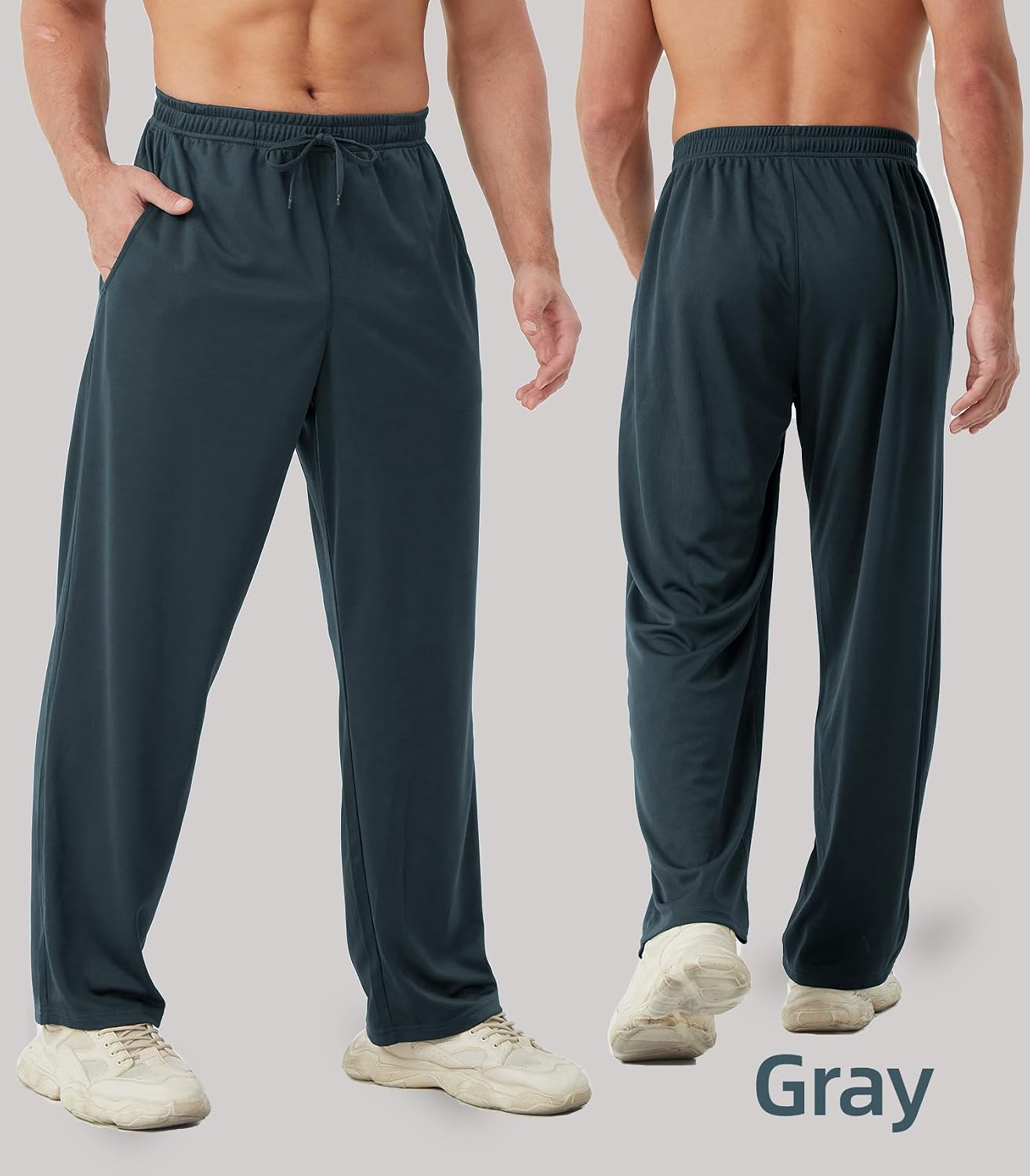 Detalle de DWUGD'L Men's Lightweight Sweatpants, 3-Pack with Pockets and Open Bottom