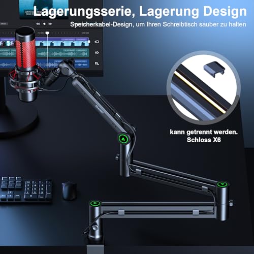 Thumbnail 5 de Aokeo AK-58i Mikrofon Arm – Niedriges Profil Ständerarm für HyperX QuadCast, Blue Yeti, Shure SM7B und mehr