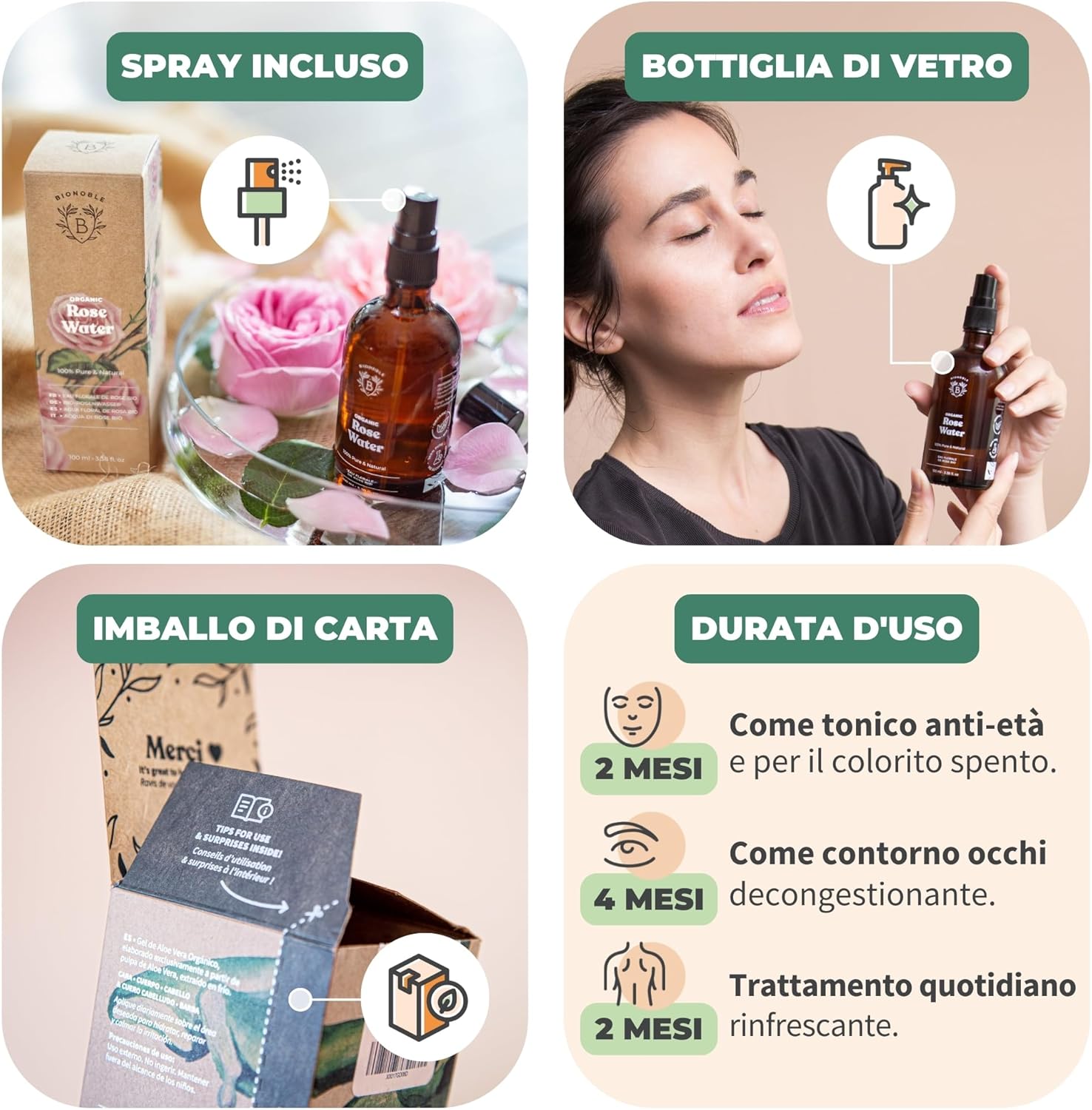 Thumbnail 3 de BIONOBLE Acqua di Rose Spray Bio 100 ml