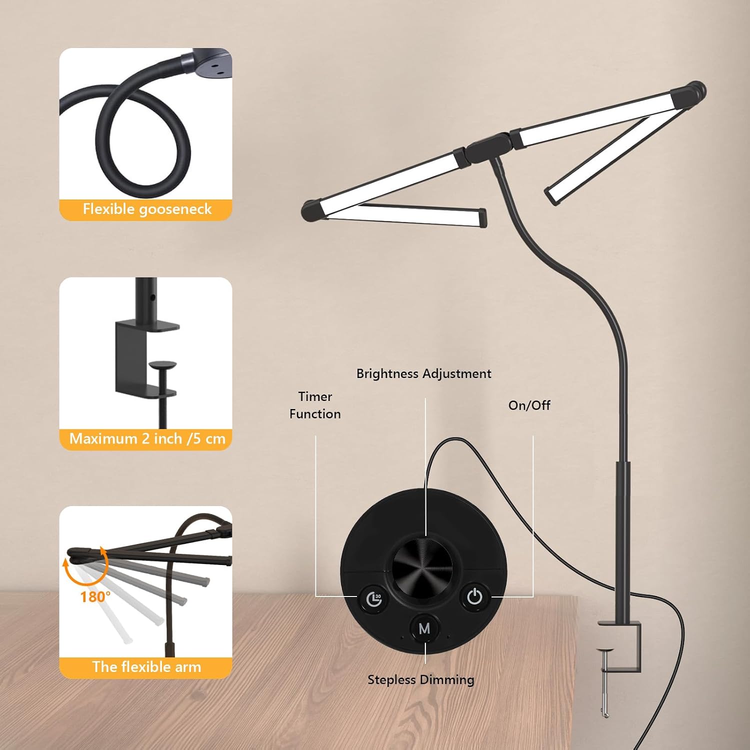 Thumbnail 4 de Comely Lampada da Lavoro 24W: lampada scrivania modulare da 120 cm con 5 temperature e 10 livelli di luminosità