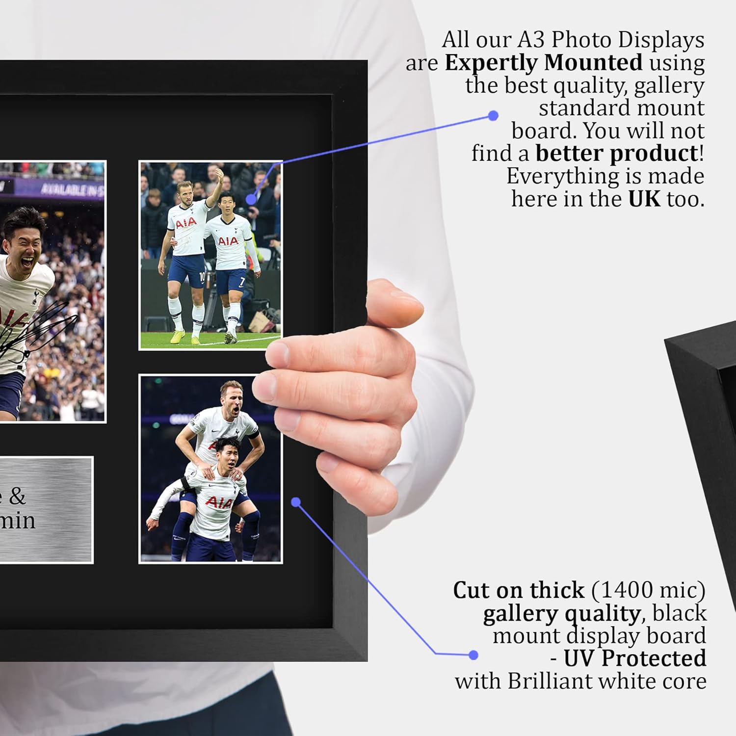 Thumbnail 3 de HWC Trading A3 Harry Kane & Heung-min Son framed signed-style memorabilia photograph display (Tottenham Hotspurs)