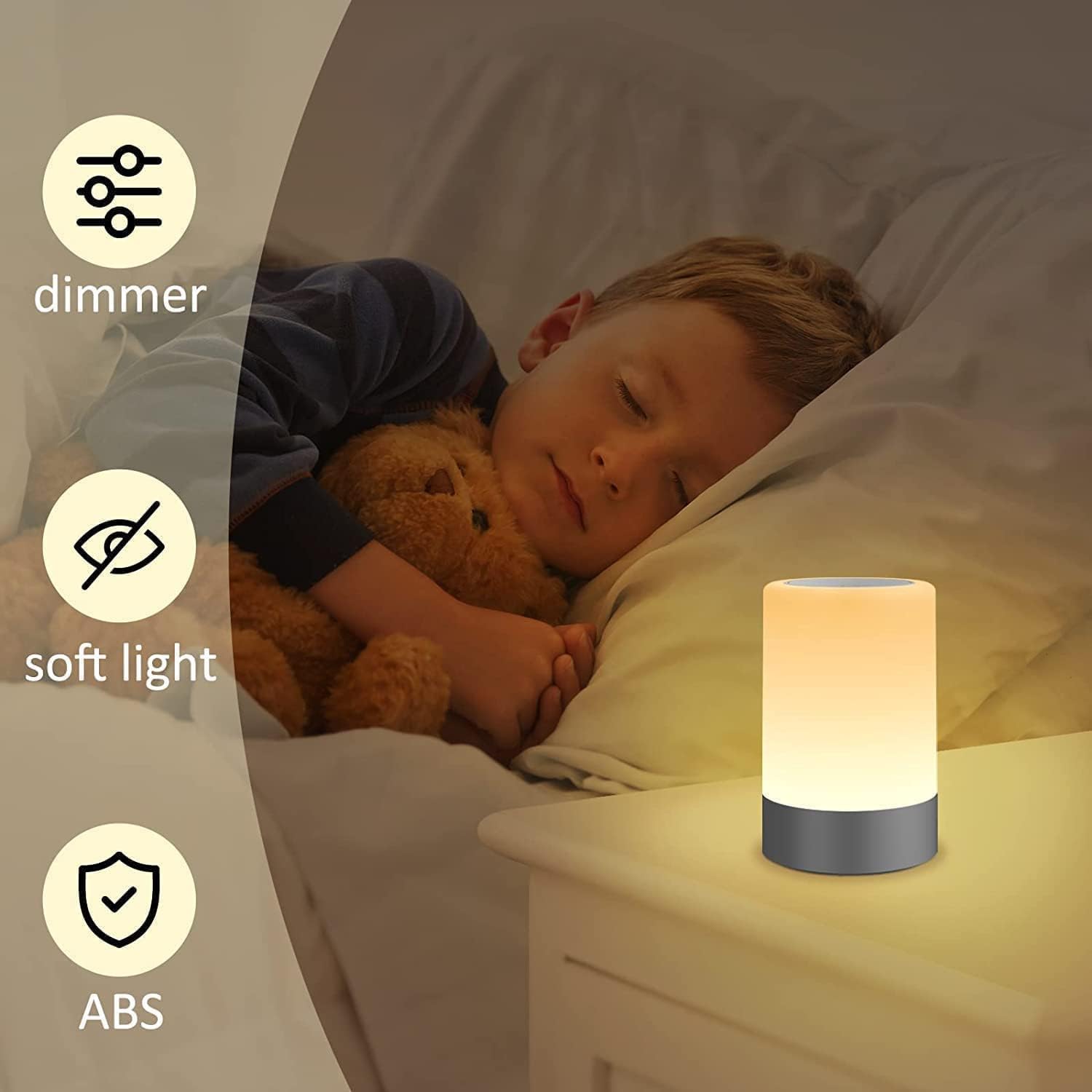 Detalle de G Keni 2er-Set LED-Nachttischlampe, dimmbar