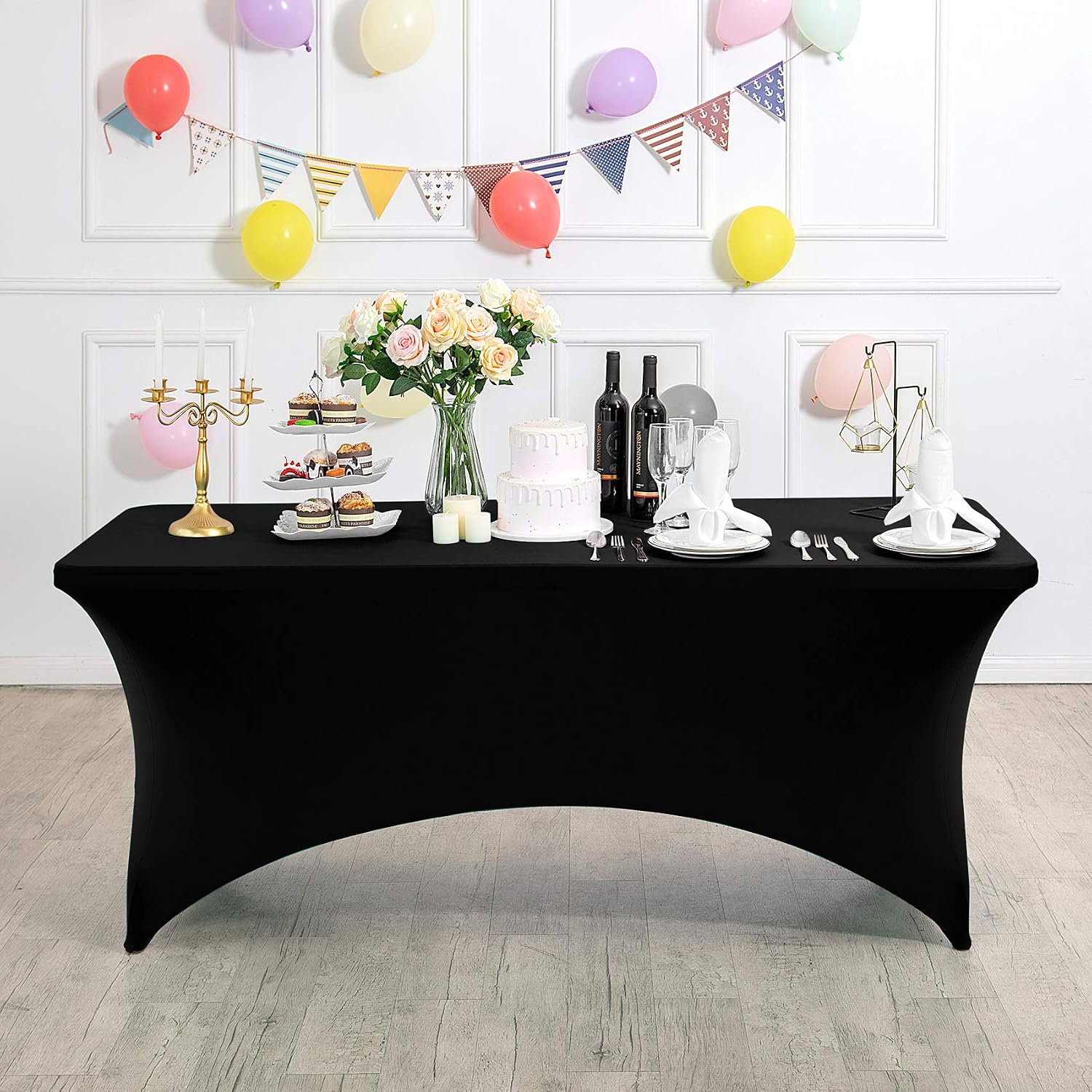 Thumbnail 5 de Hezuzo Spandex Table Cover 6ft Black