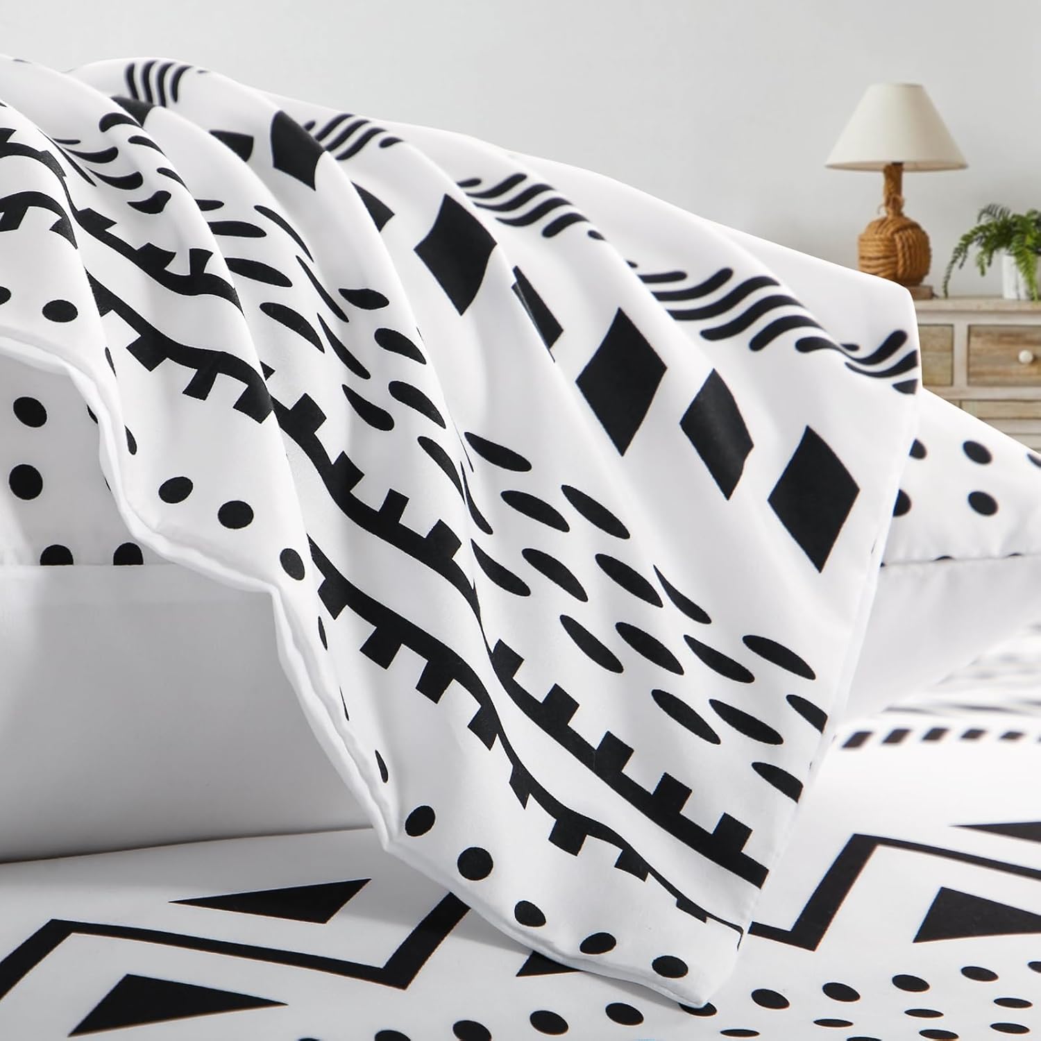 Thumbnail 6 de RUIKASI Bettwäsche 200x220 3-teilig Grau mit Boho-Muster (Mikrofaser, Reißverschluss, bügelfrei)