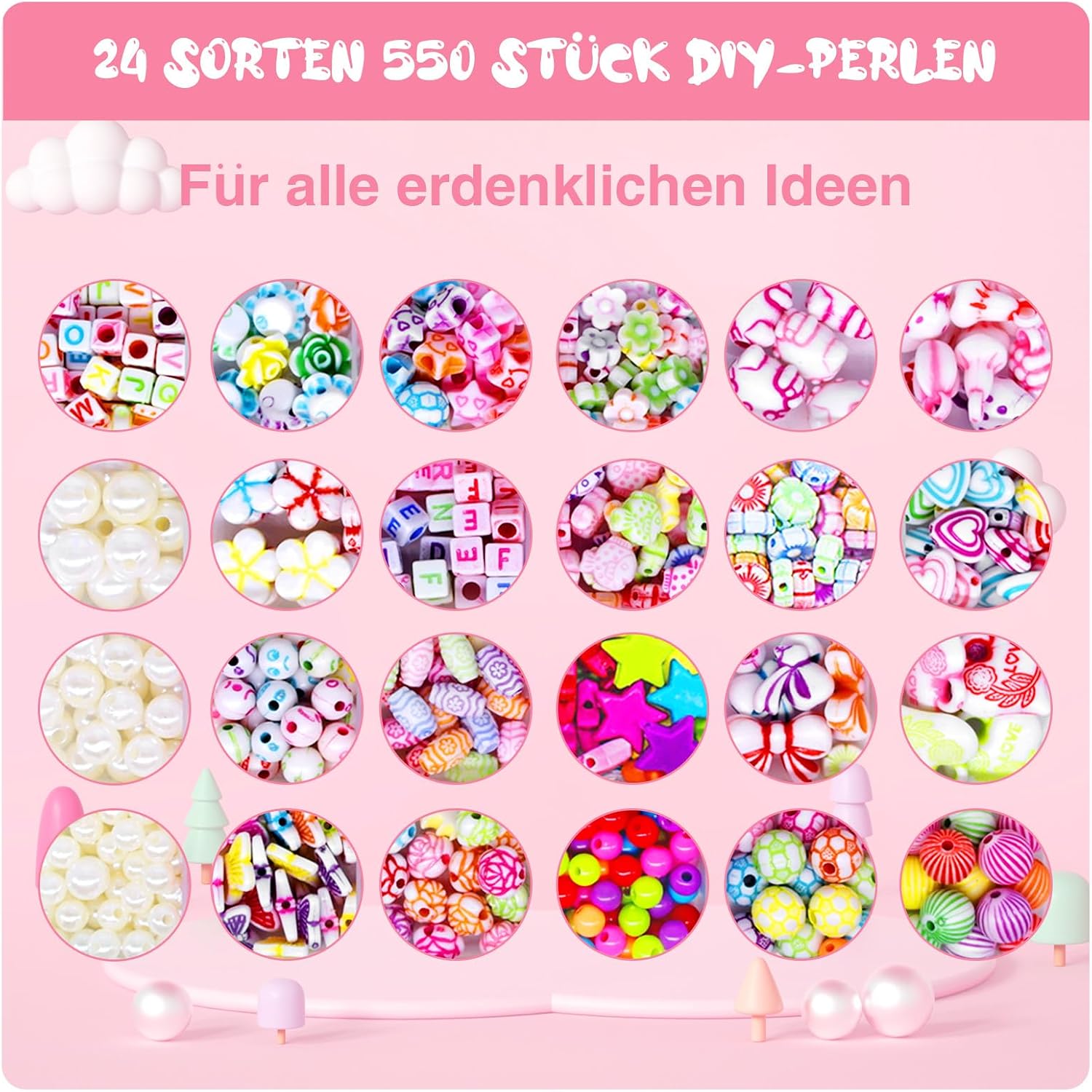Thumbnail 2 de Amteker Perlen-Set zum Auffädeln 24 Farben 🎀