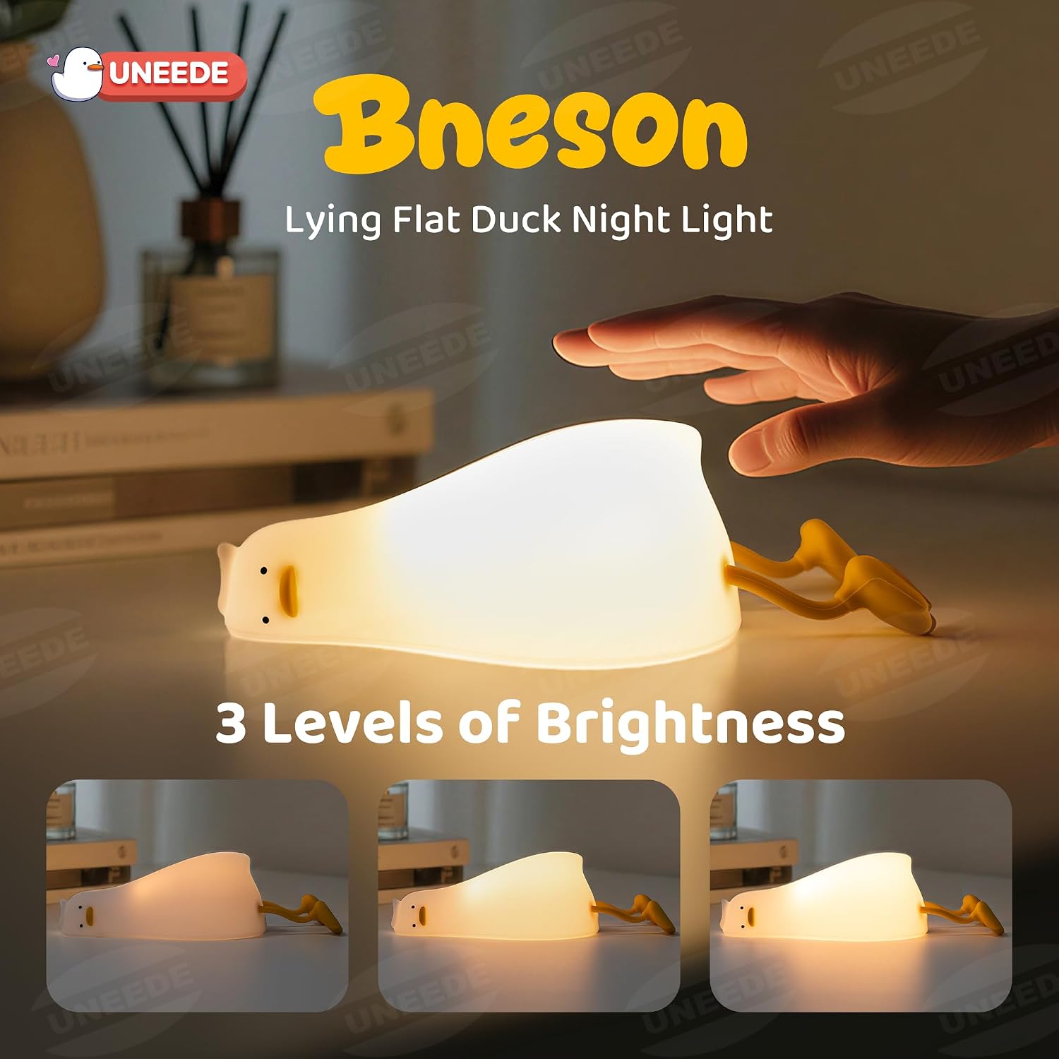 Thumbnail 1 de UNEEDE Lying Benson Duck Rechargeable Silicone Night Light, Dimmable