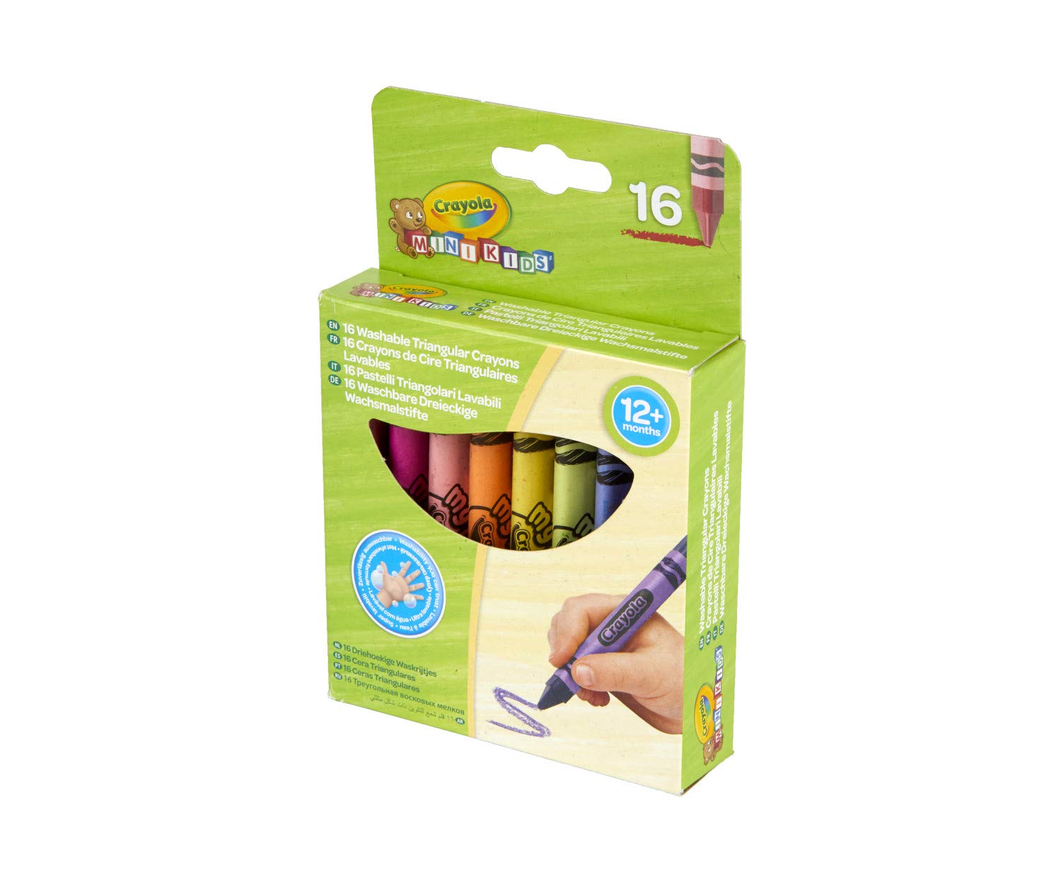 Detalle de Crayola Mini Kids Triangle Crayons, 16 Pieces, 16 Shades, 12+ Months