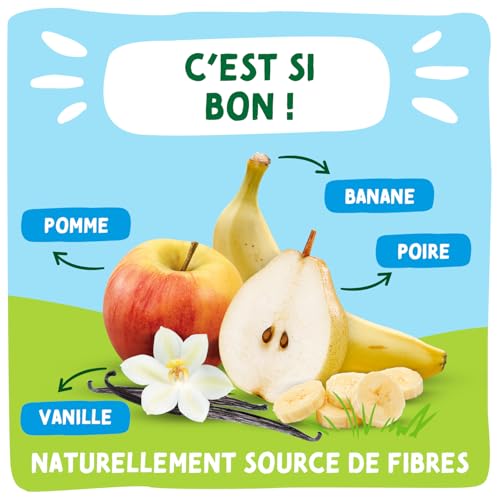 Detalle de Pom’Potes Compote Sans Sucres Ajoutés Pomme Poire Vanille Banane 28x90g — gourde nomade, fruit et fibre