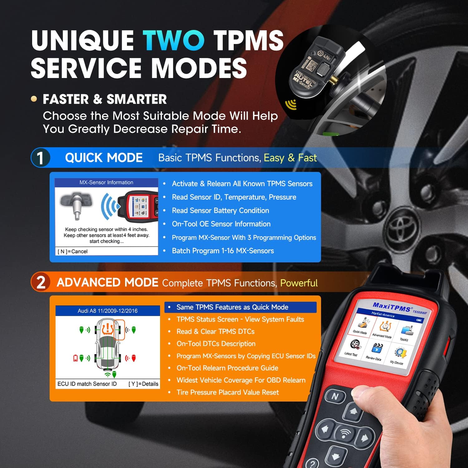 Thumbnail 4 de Autel MaxiTPMS TS508WF TPMS Tool with MX-Sensors