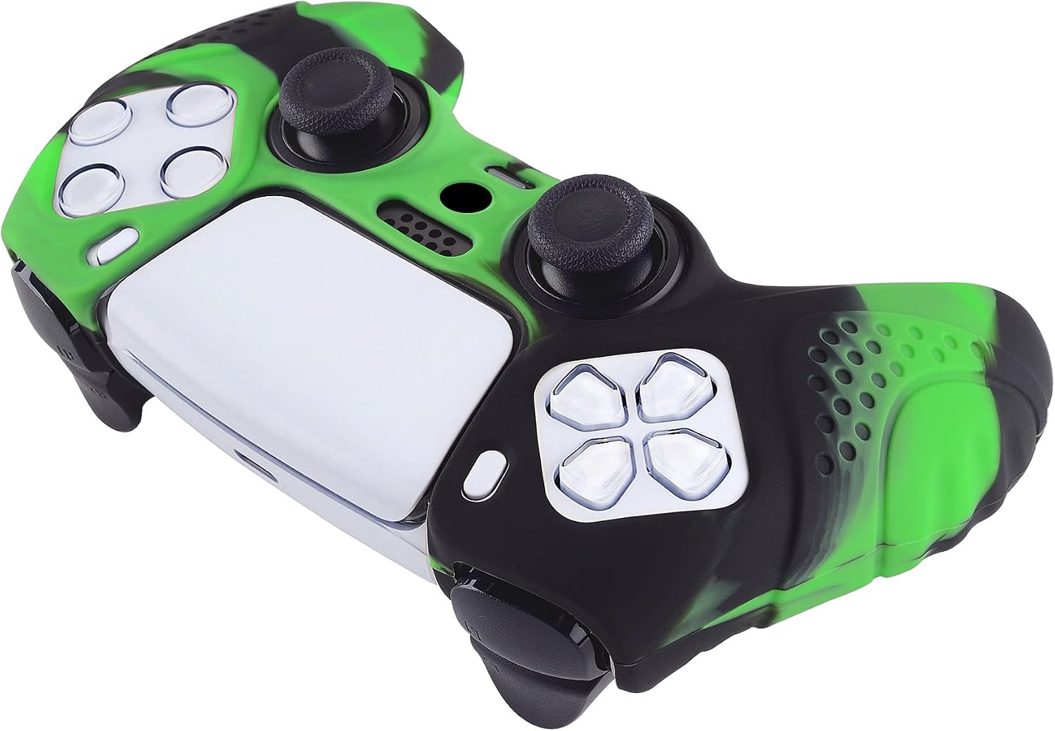 Detalle de eXtremeRate PlayVital Guardian Edition Ergonomic Silicone Case for PS5 Controller – Green & Black