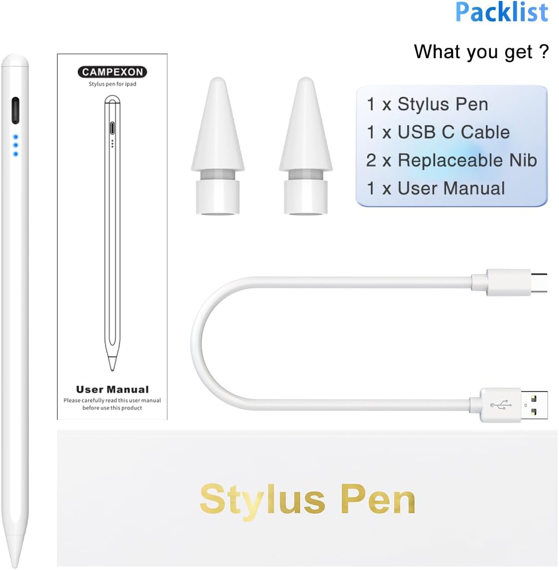 Thumbnail 6 de CAMPEXON Pencil für iPad A16 (2018–2025) mit Tilt & Palm Rejection – Stylus mit Schnellladung