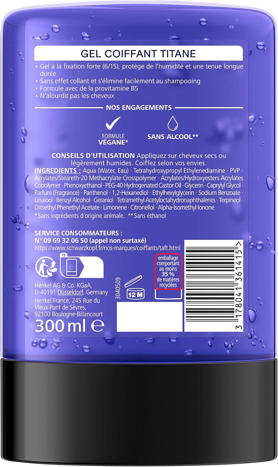 Thumbnail 1 de Schwarzkopf TAFT żel tytanowy do włosów, 300 ml, mocne utrwalenie i odporność na wilgoć