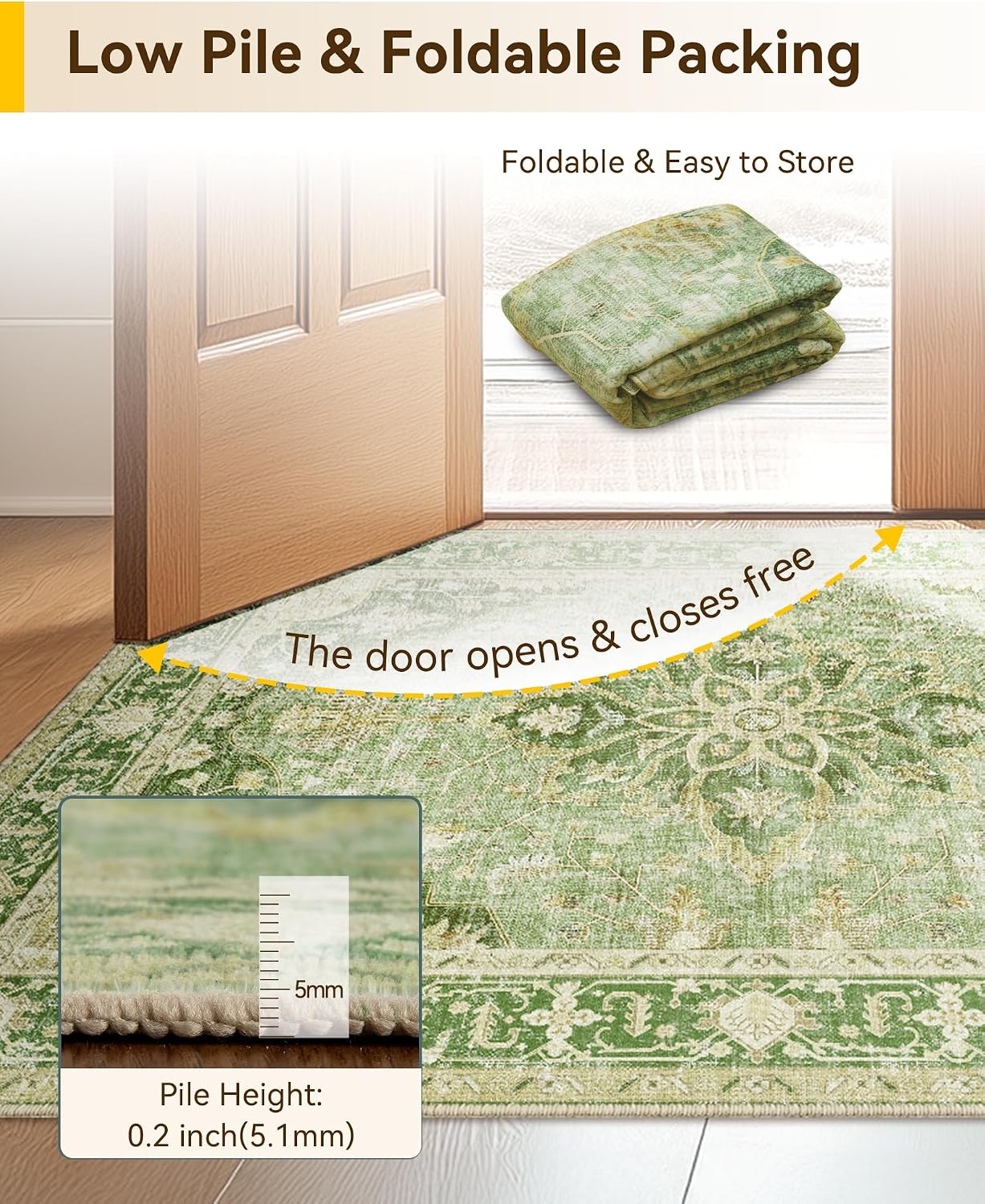 Thumbnail 6 de RELEANY 8'x10' Washable Floral Area Rug ๐งฉ