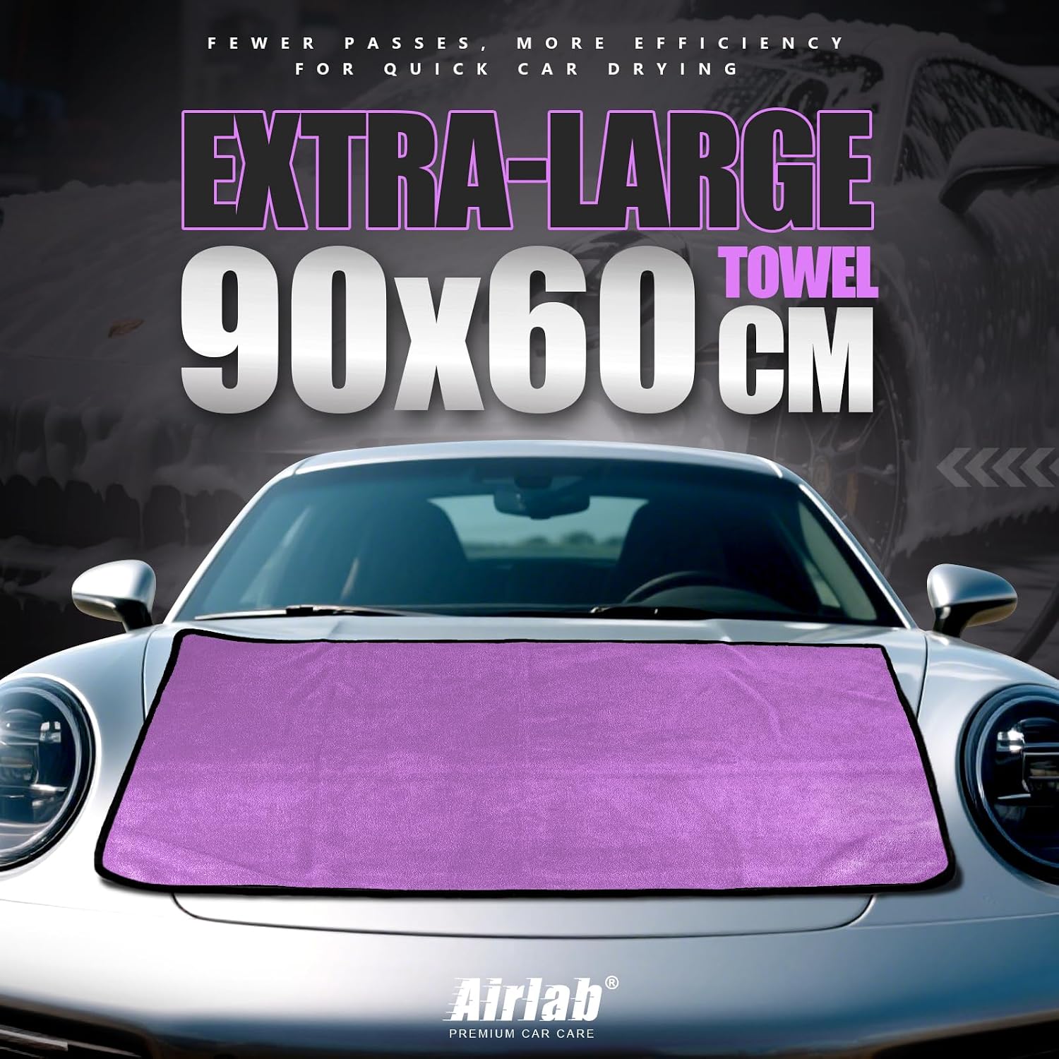 Thumbnail 1 de Airlab 2X Extra Large Thick Microfibre Car Drying Towel 90x60cm