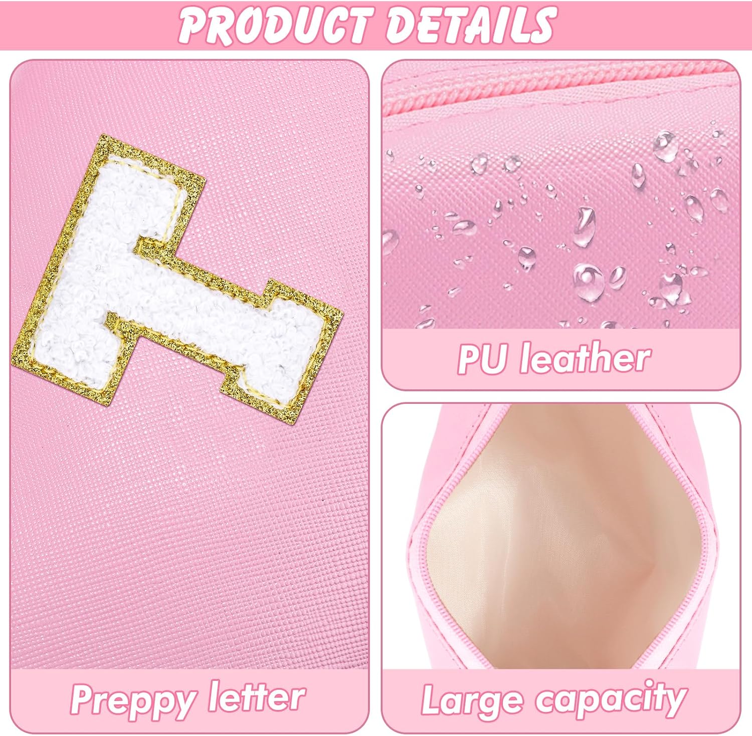 Thumbnail 5 de URSKYTOUS Initial Preppy Makeup Bag 7.6in