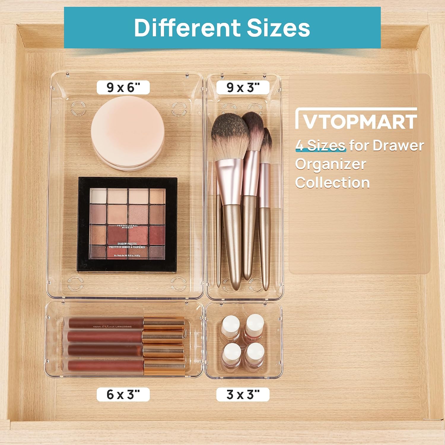 Detalle 2 de Vtopmart 10 Pcs Makeup Drawer Organizer Bins Set