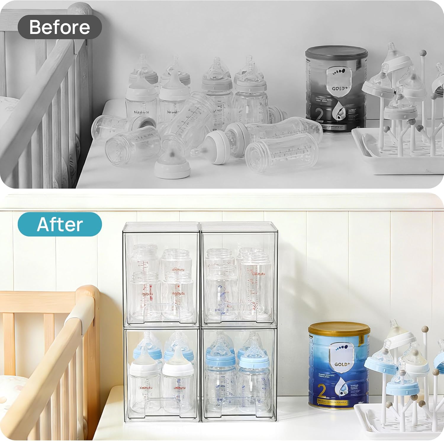 Thumbnail 3 de Vtopmart 7.6" Clear Stackable Storage Drawers 4 Pack