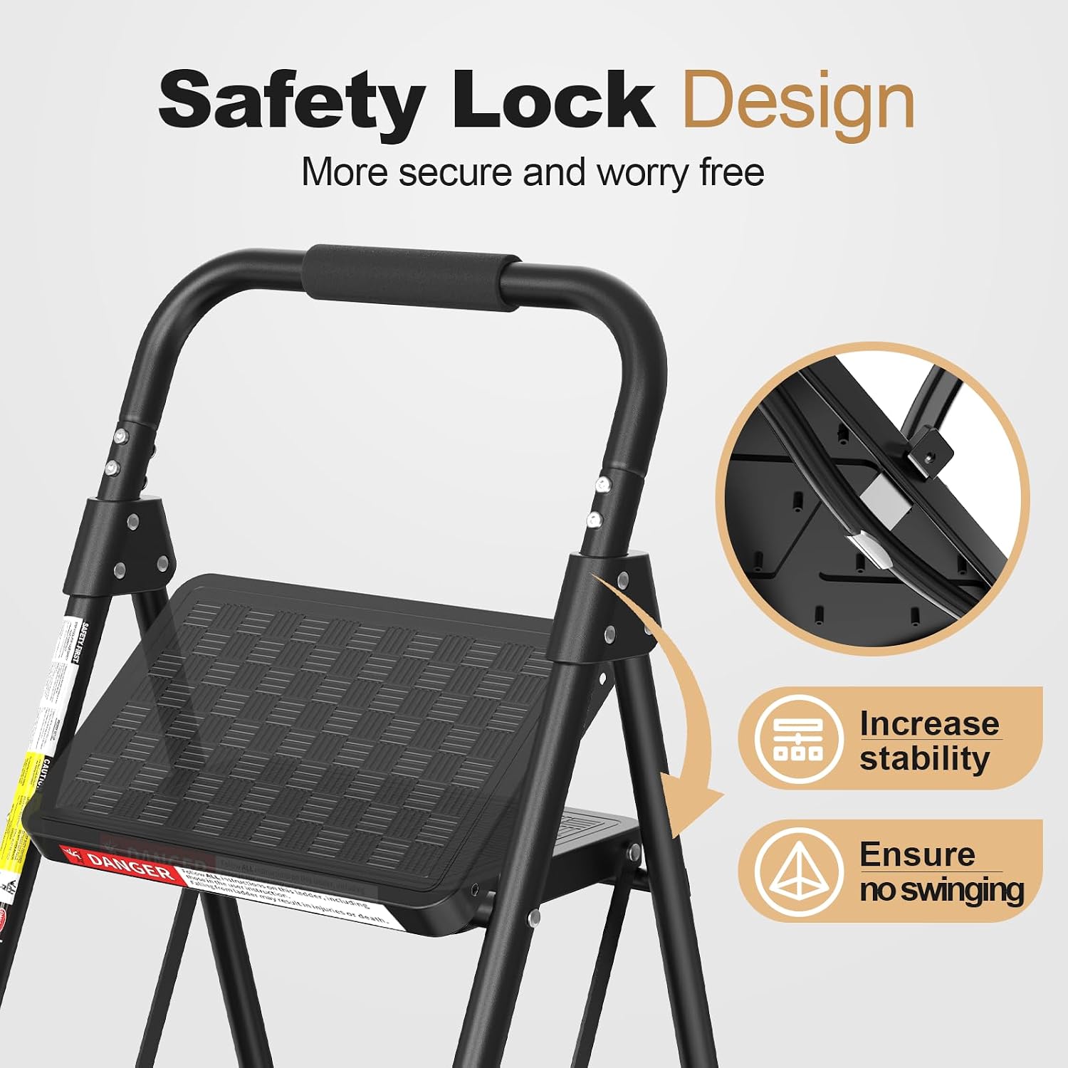 Detalle de HBTower TJ244KAH 4-Step Folding Ladder with Wide Anti-Slip Pedals