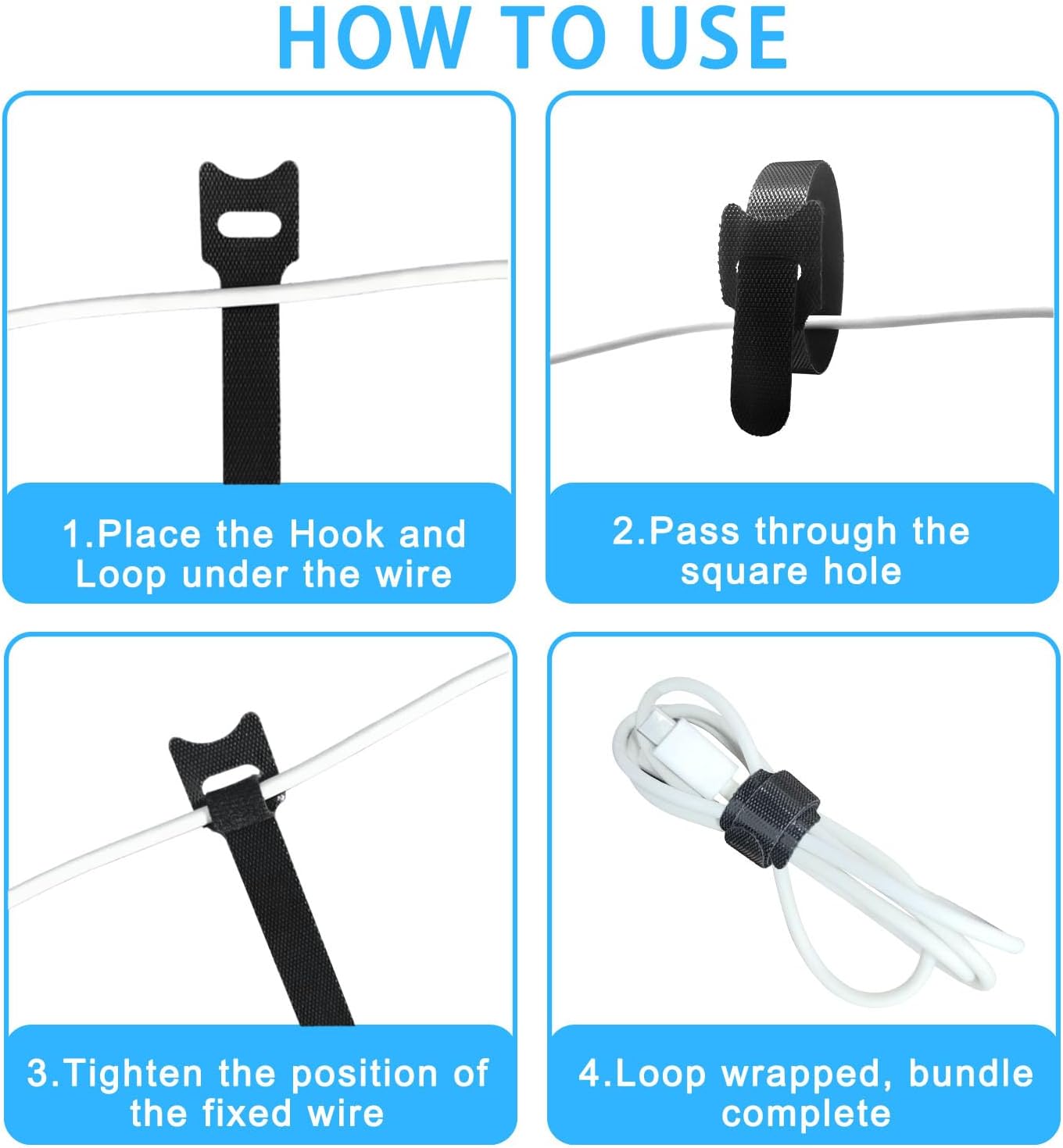 Thumbnail 5 de 100 Stück 15cm Klett Kabelbinder 15 cm 📎