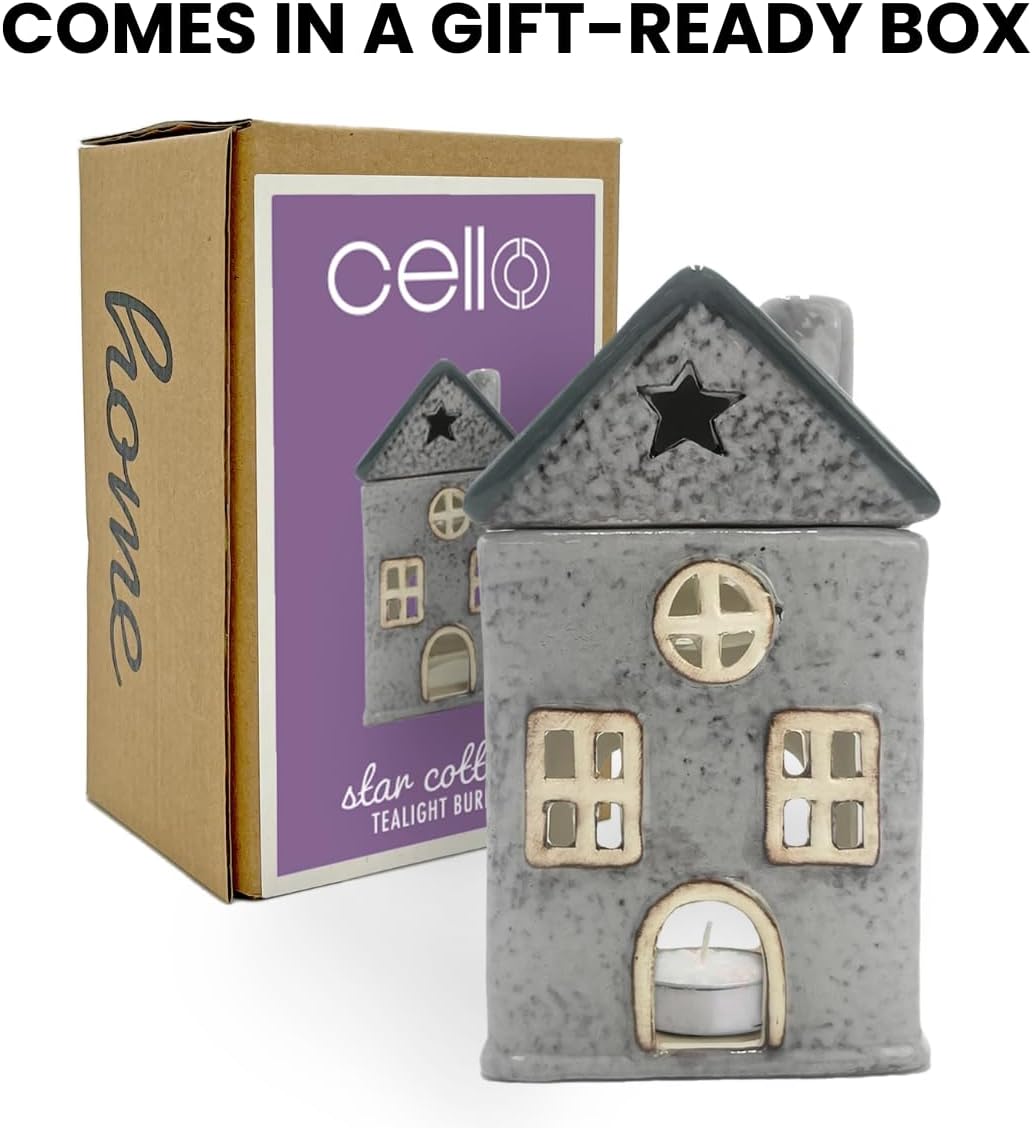 Thumbnail 5 de Cello Star Cottage Burner (Grey Ceramic) wax melt & fragrance oil tealight holder