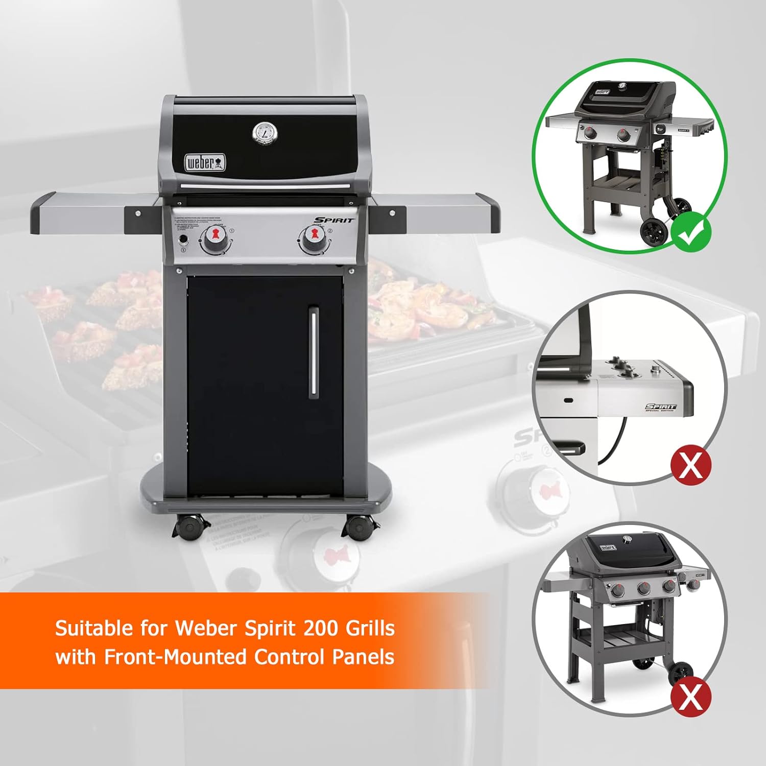 Detalle de Barres Flavorizer 7635 en acier inoxydable Coisien pour barbecue à gaz Weber Spirit 200 (E210/E220, façade de commande)