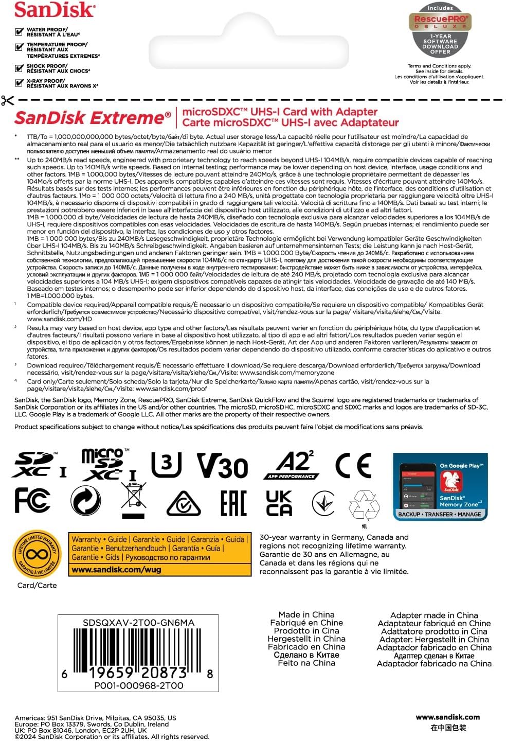 Thumbnail 5 de SanDisk Extreme 2TB Micro SDXC + Adaptador 📸 Velocidad 240 MB/s