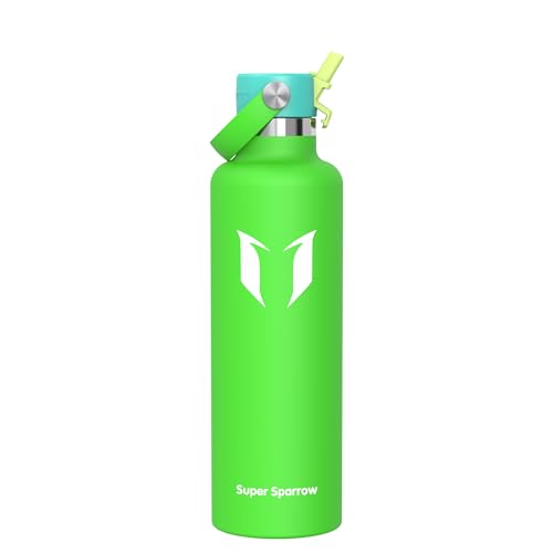 Detalle de Super Sparrow Edelstahl Trinkflasche Kinder – 1L, Ultraleicht, BPA-frei, Stroh-Deckel
